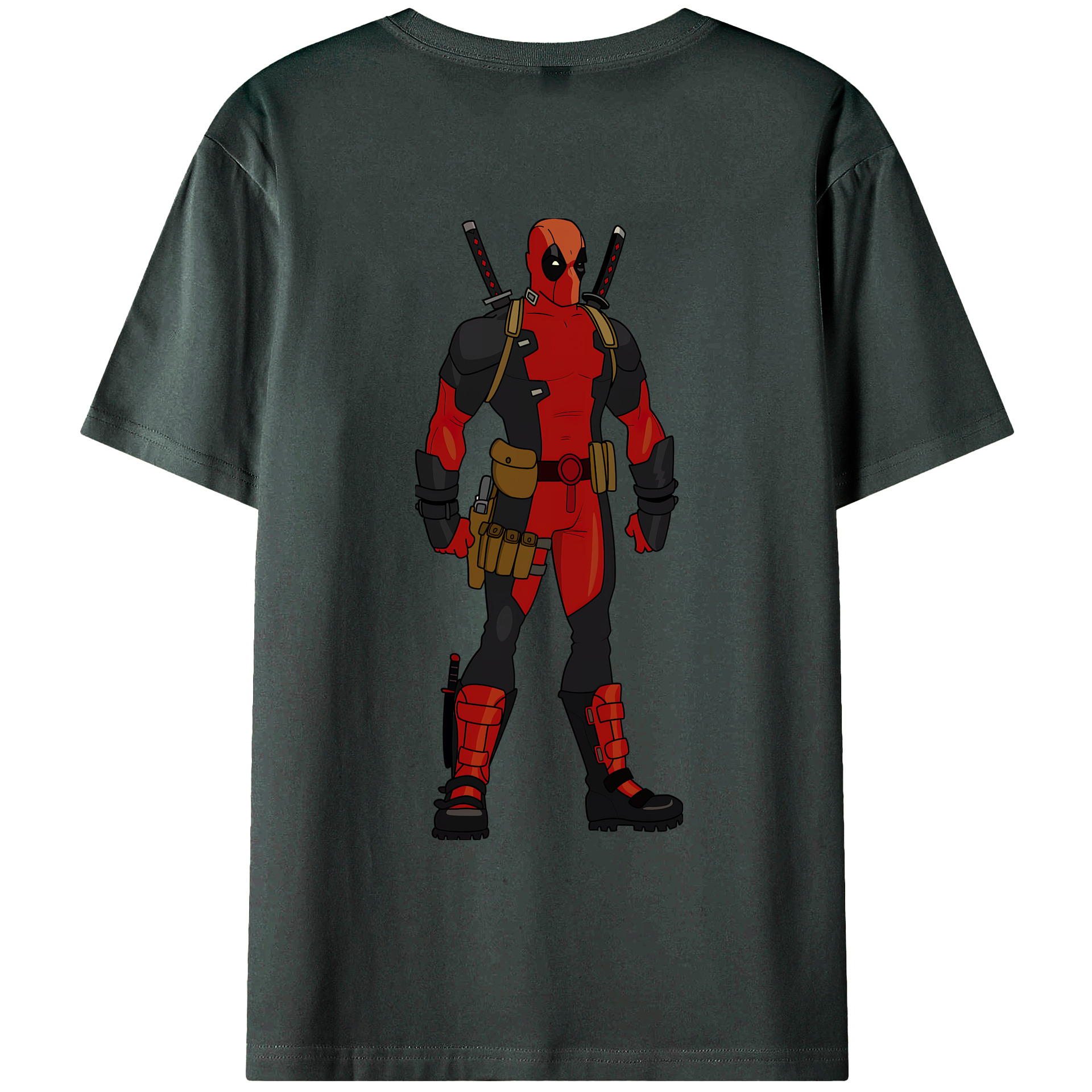 （画像用） Deadpool デッドプール 綿100％ メンズ半袖Tシャツ（バックプリント） 通気性